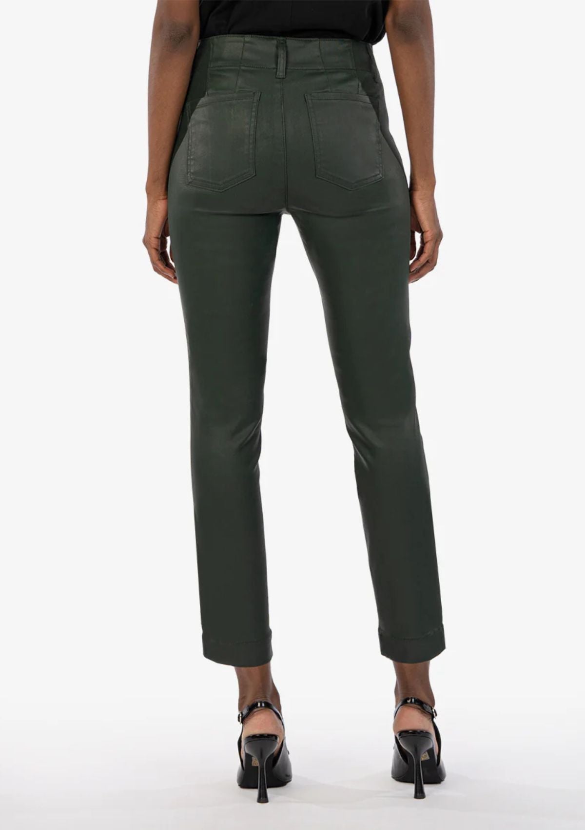 Reese Coated Mid Rise Straight Leg Jeans, Forest