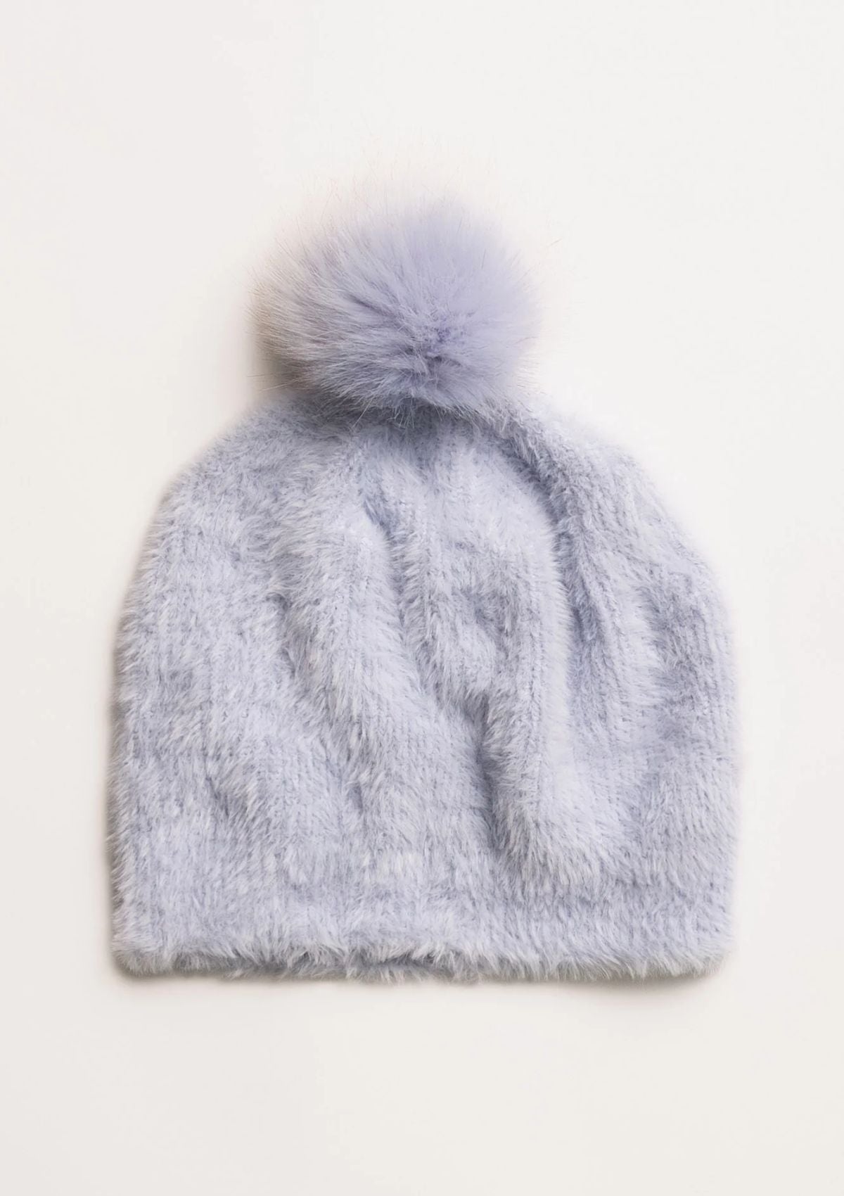 Feather Knit Beanie in Blue Mist