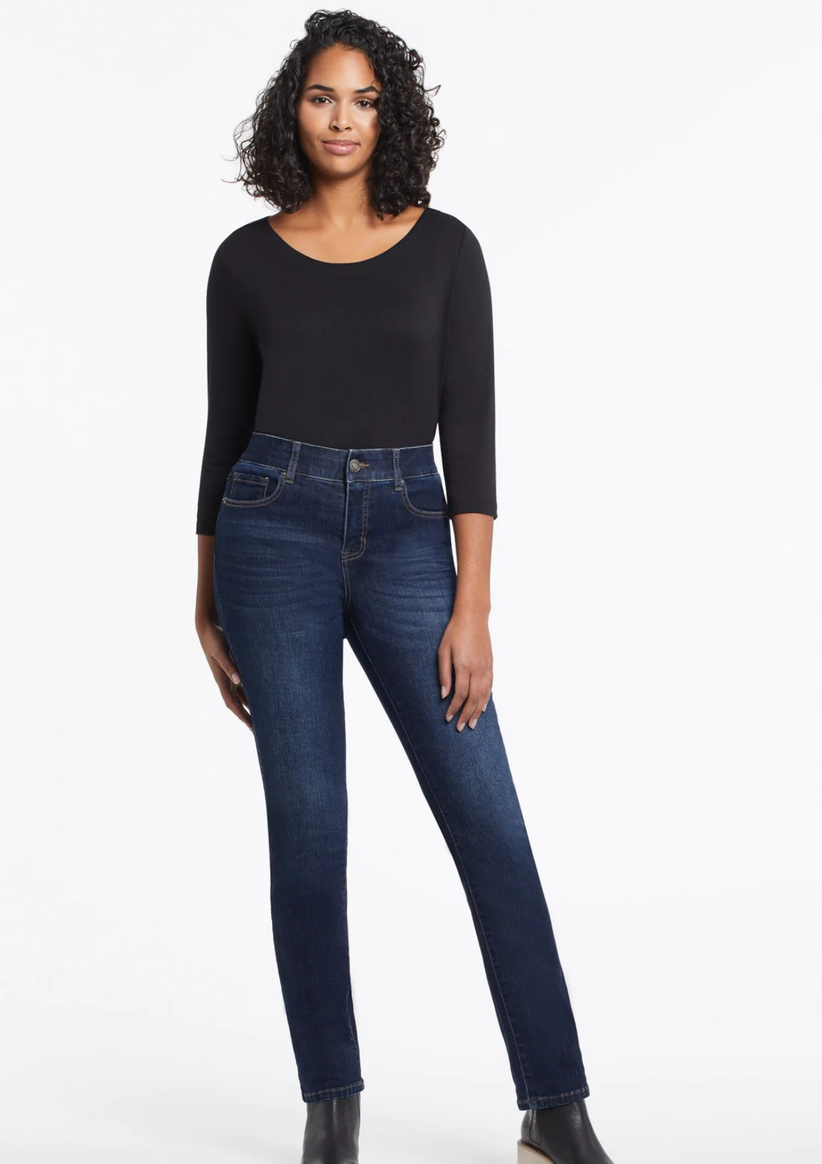 Sophia 5-Pocket Curvy Straight Jeans, Petite