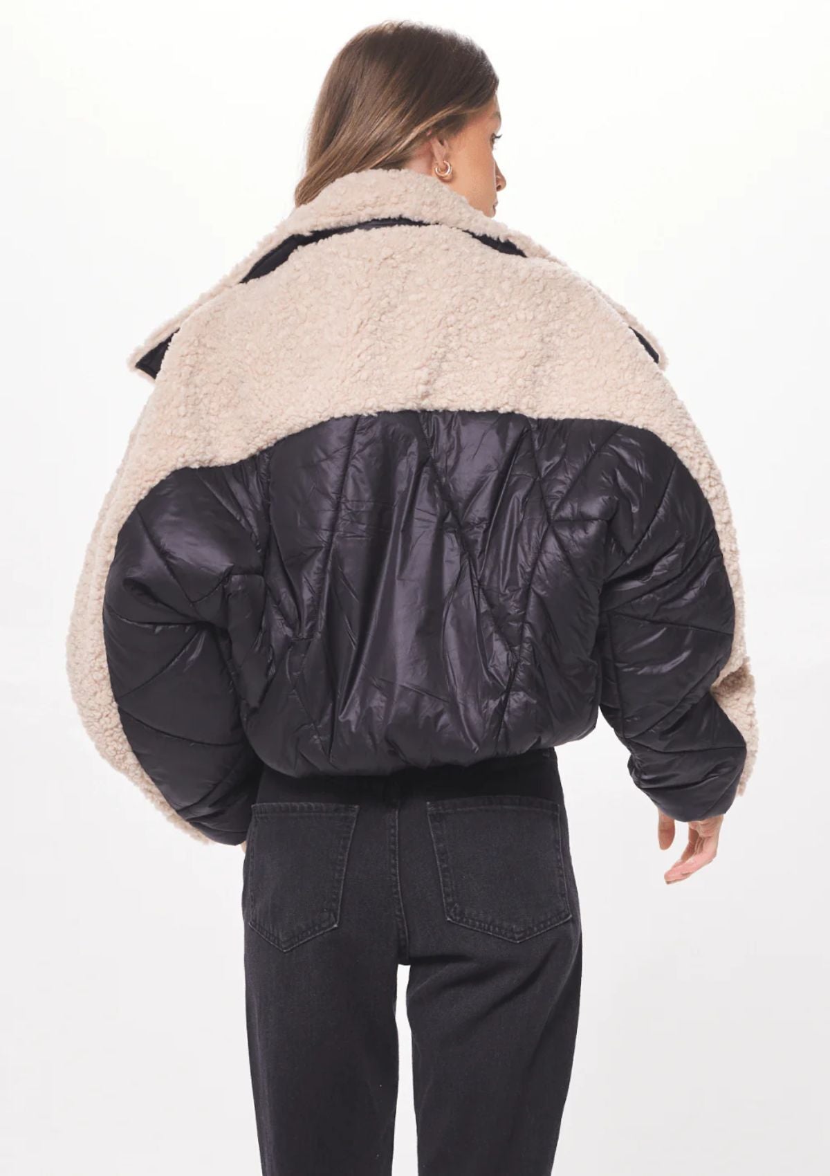 Rosa Mixed Media Puffer Shearling Jacket