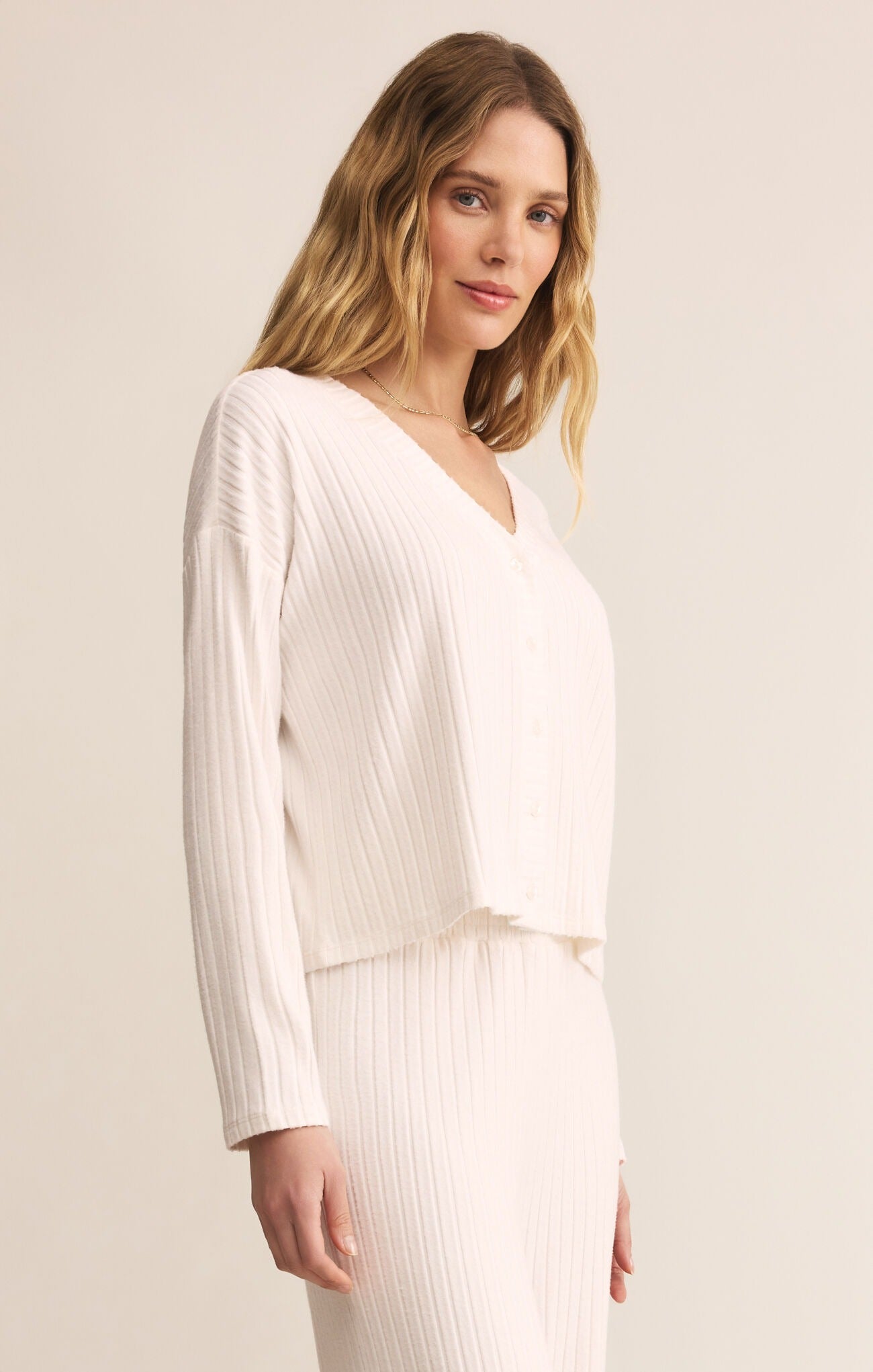 Mara Rib Cardigan - Vanilla Ice