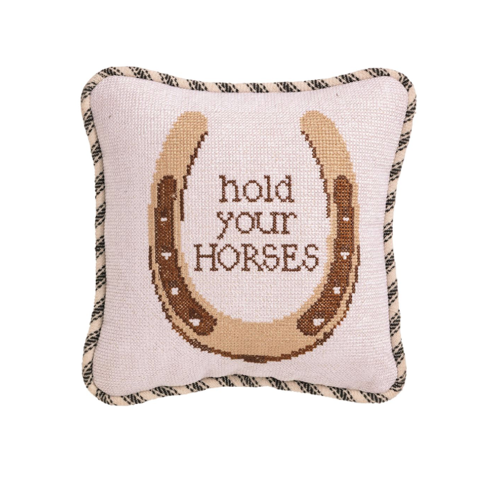 Hold Needlepoint Small Pillow