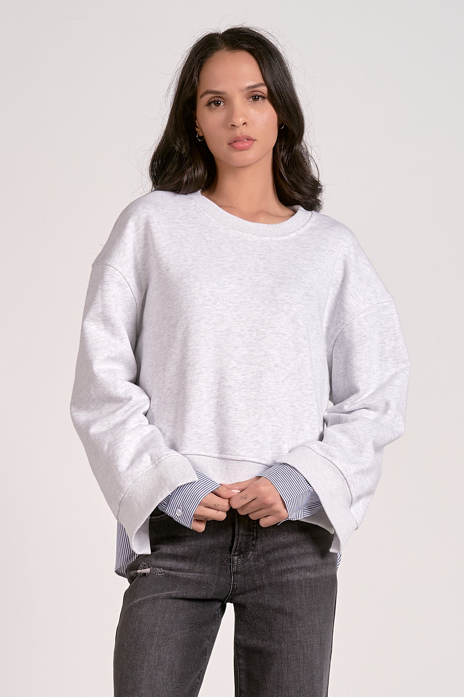 Long Sleeve Mixed Media Top