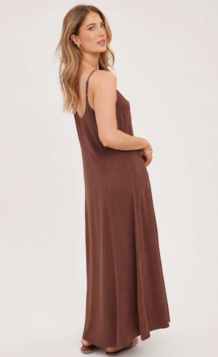 "Virginia" Linen Dress - Espresso