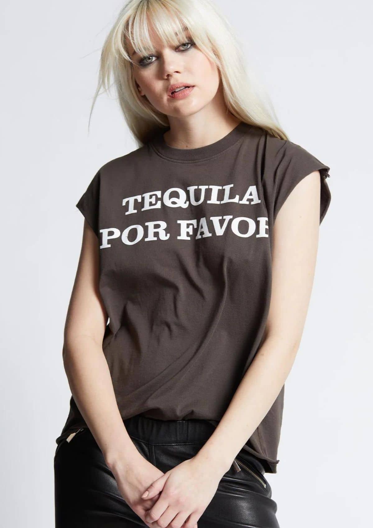 228 Tequila Por Favor Fitted Tee - Pepper -Recycled Karma- Ruby Jane-