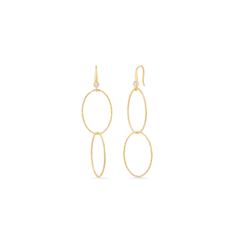 Gold Vermeil Double Oval Dangle Earrings
