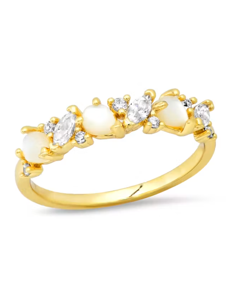 Mother of Pearl Mixed Stone Ring - 7