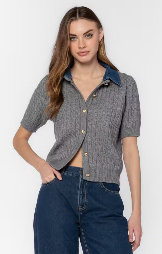 Rosie Cable Knit Short Sleeve Cardigan