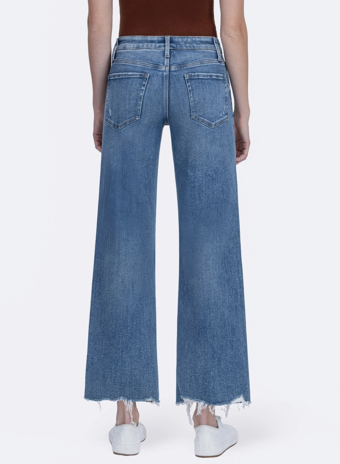 High-Rise Ankle Slim Wide Leg Jeans