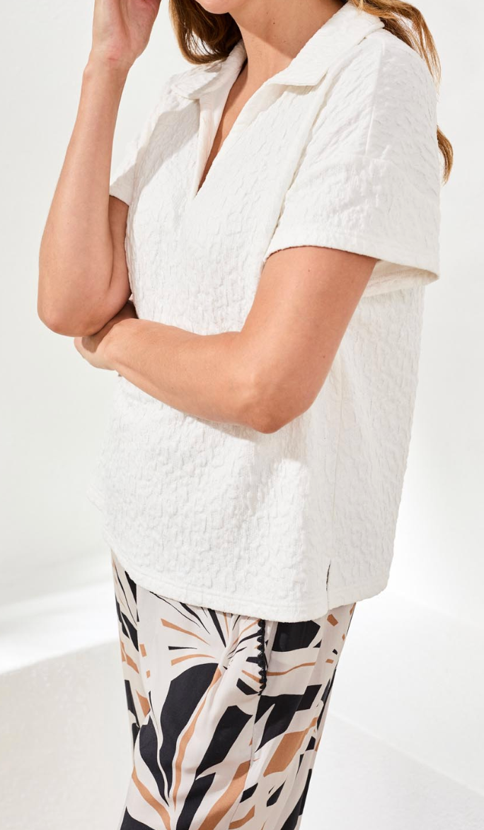 Short Sleeve Johnny Collar Top