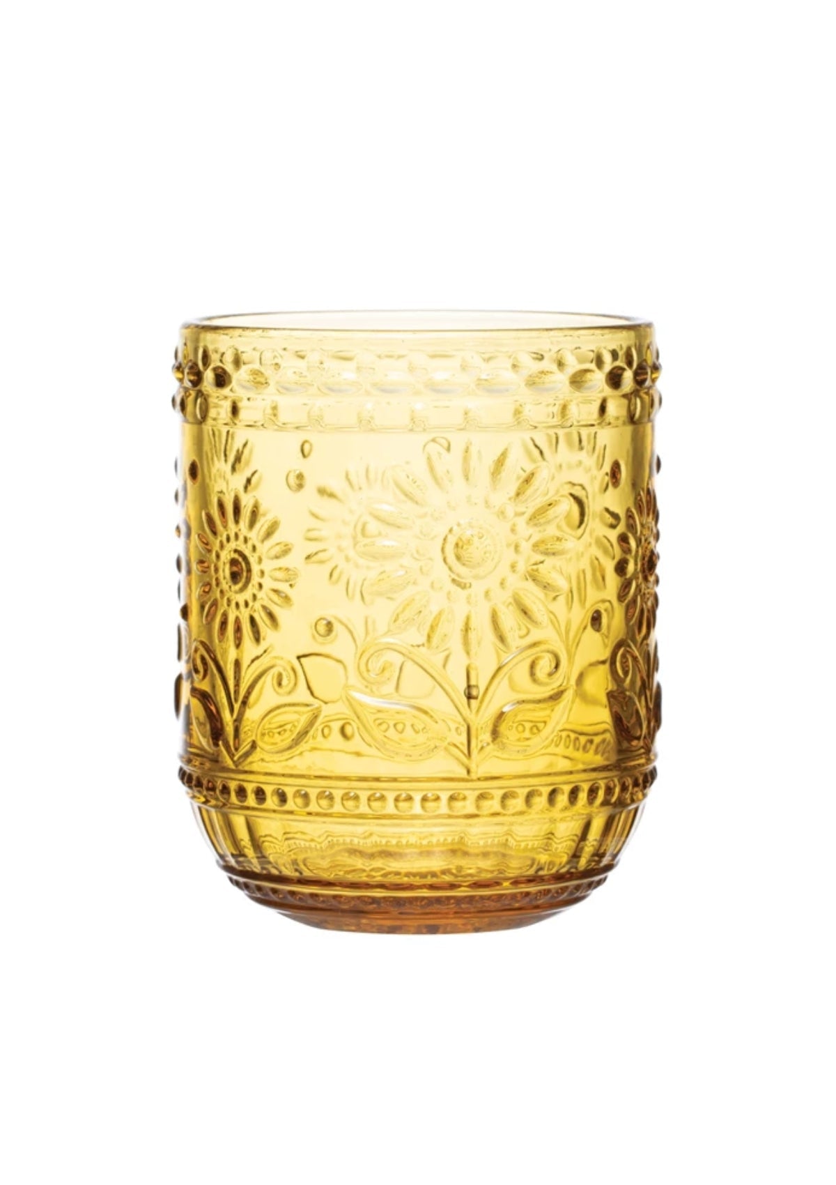 4" Embossed Drinking Glass -Creative Co-op- Ruby Jane-