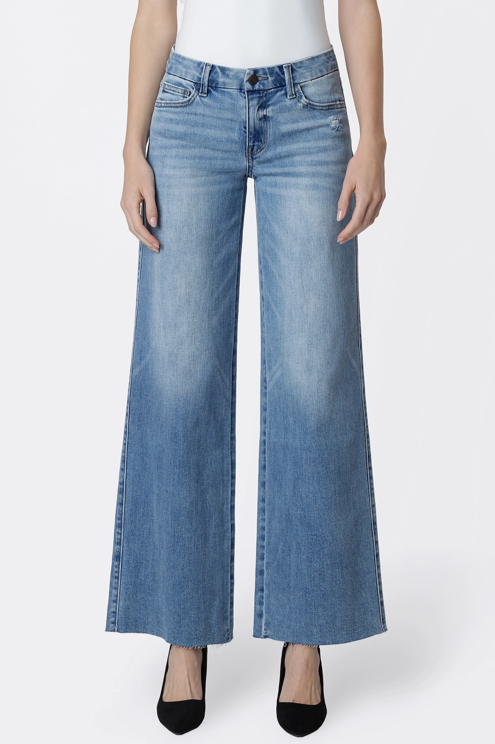 Mid-Rise, Wide-Leg Jeans