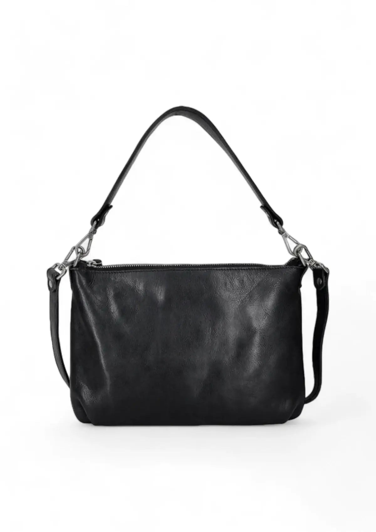 Stevie Handcrafted Leather Crossbody Bag - Black
