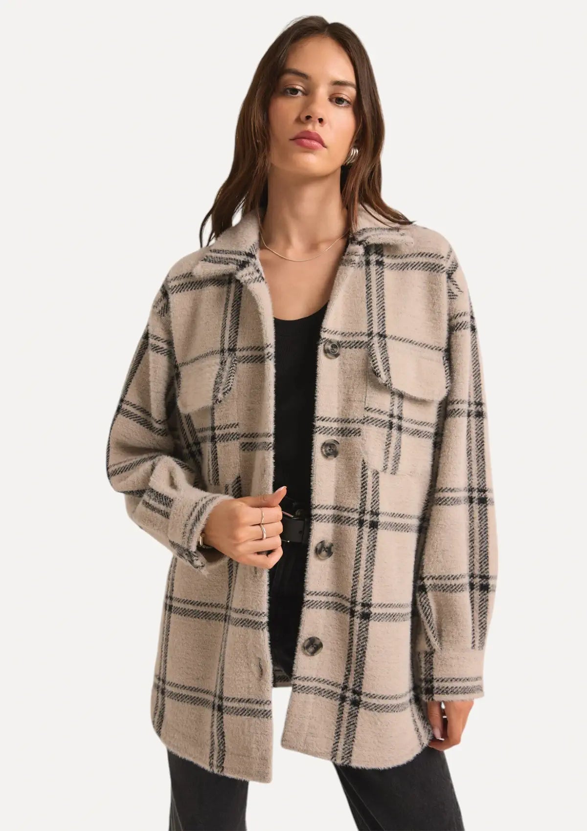 Plaid Tucker Jacket - Taupe