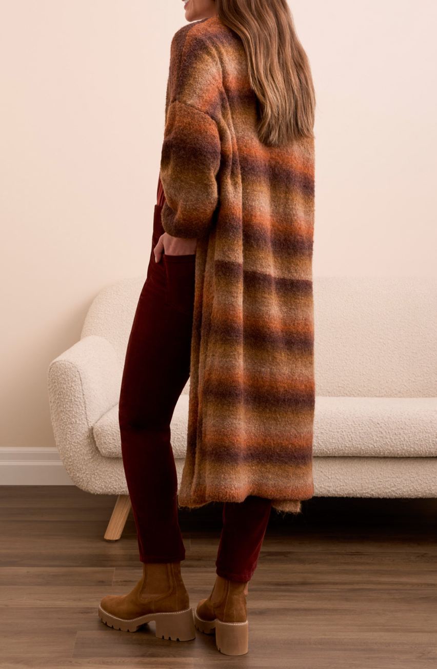 Long Sweater Cardigan with Puff Sleeve