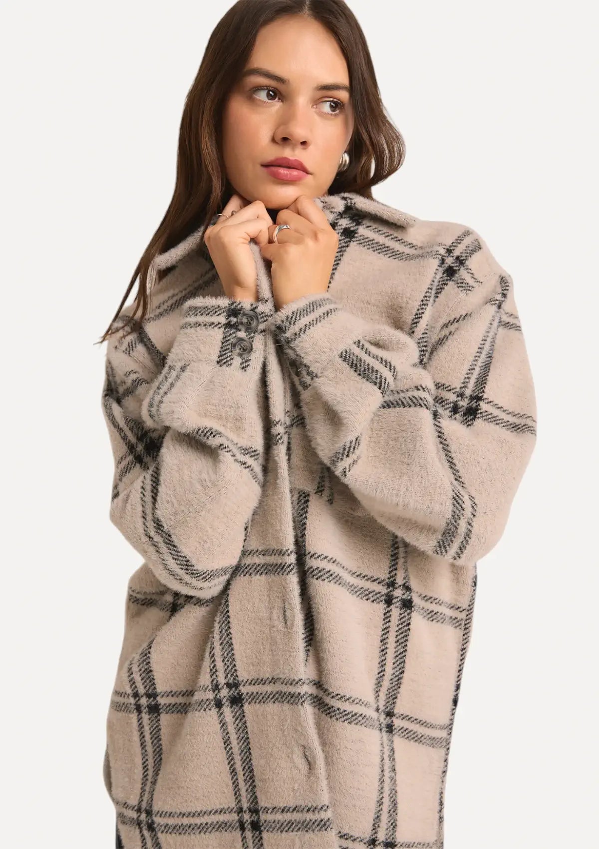 Plaid Tucker Jacket - Taupe