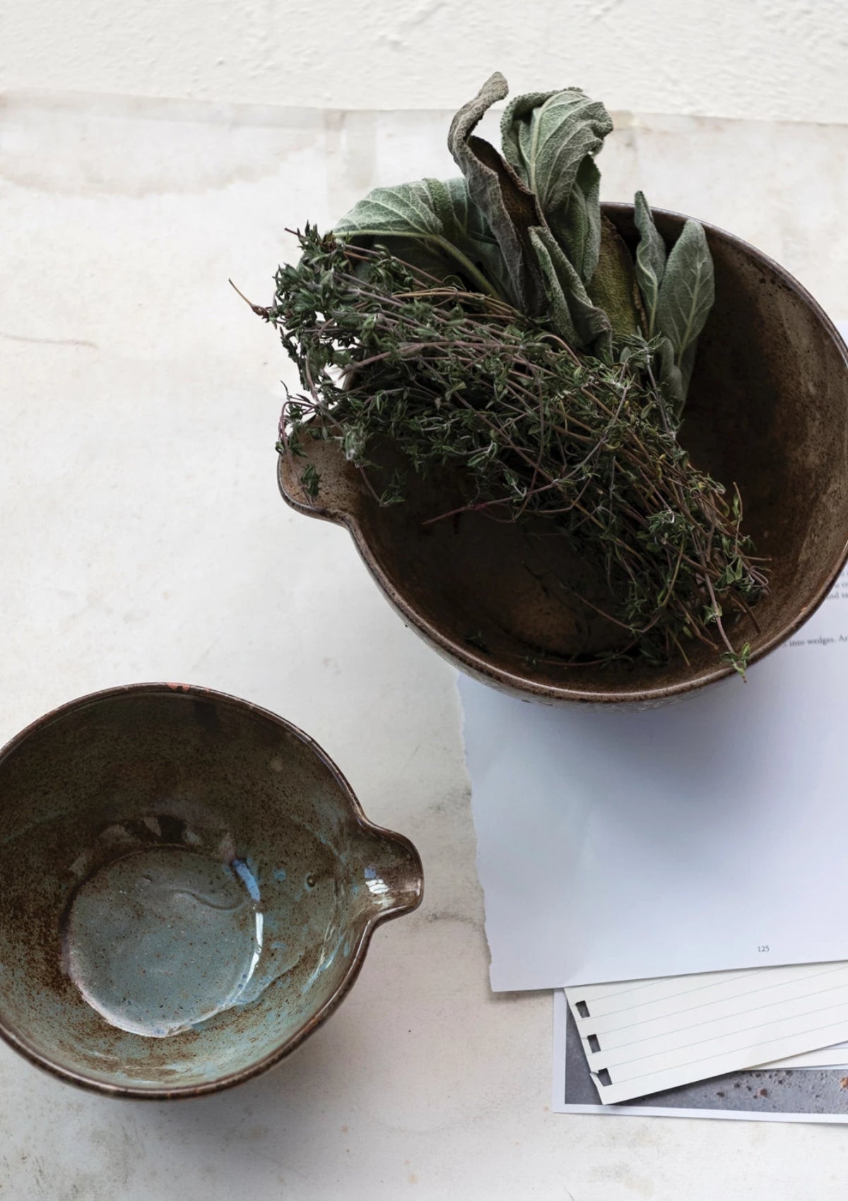 7 3/4" Stoneware Flour Batter Bowls Set of 2 -Creative Co-op- Ruby Jane-