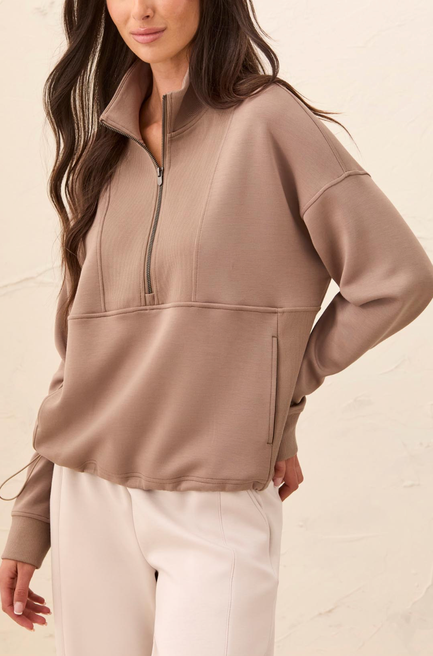Long Sleeve Mock Neck Top with Zipper