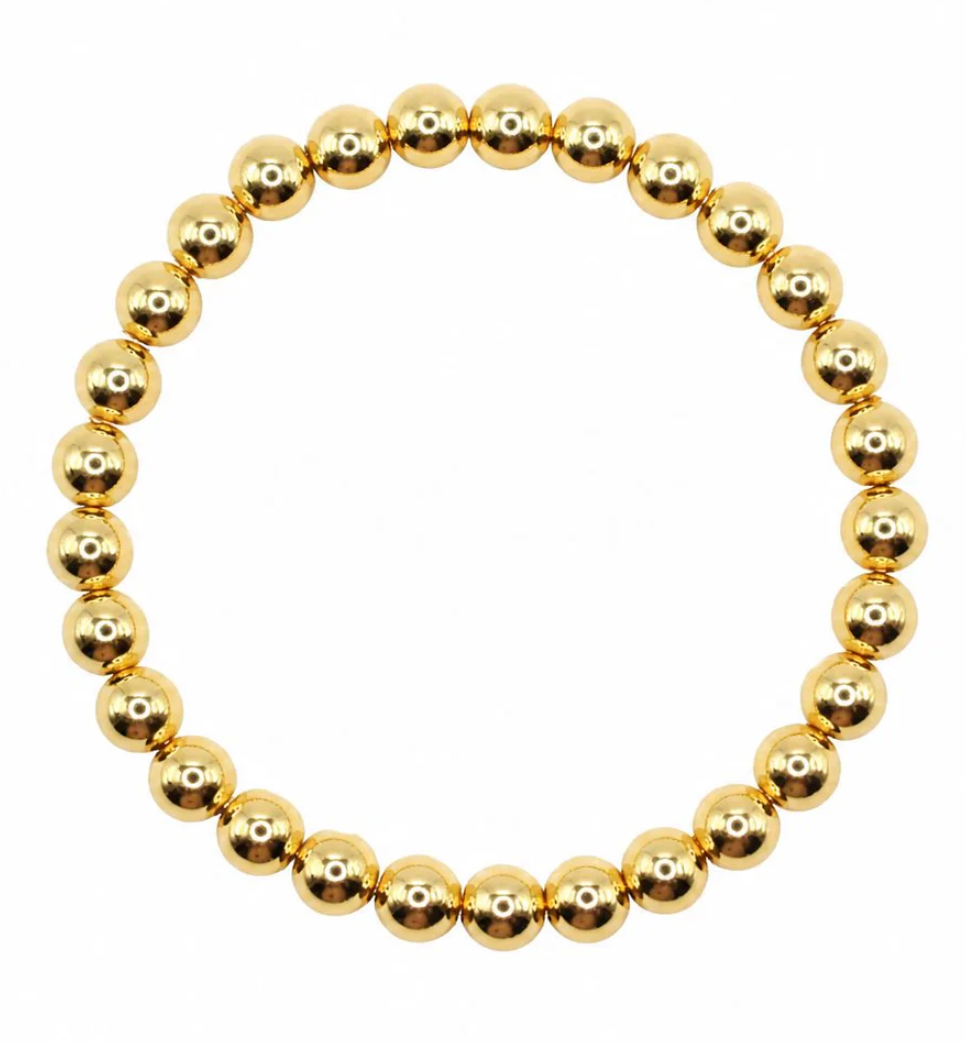 6MM Stretch Gold Plated Bracelet