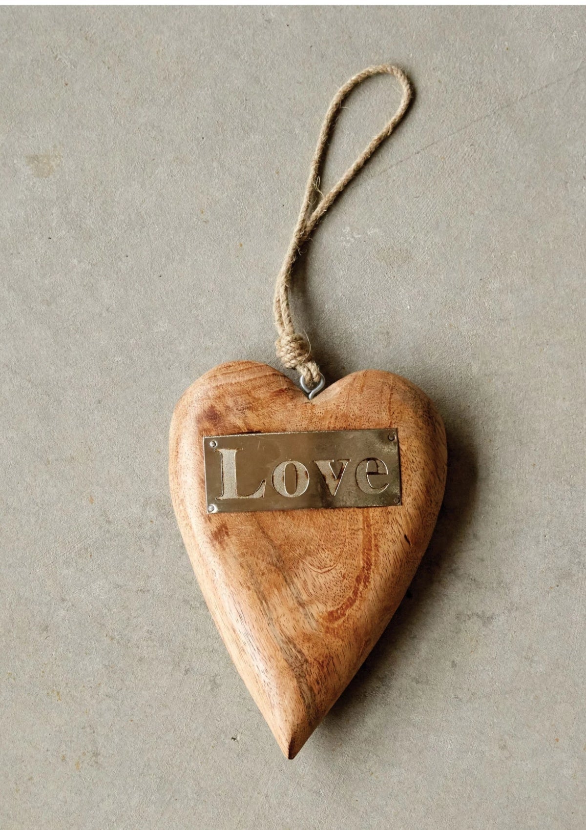 8" Mango Wood Hanging Heart -Creative Co-op- Ruby Jane-
