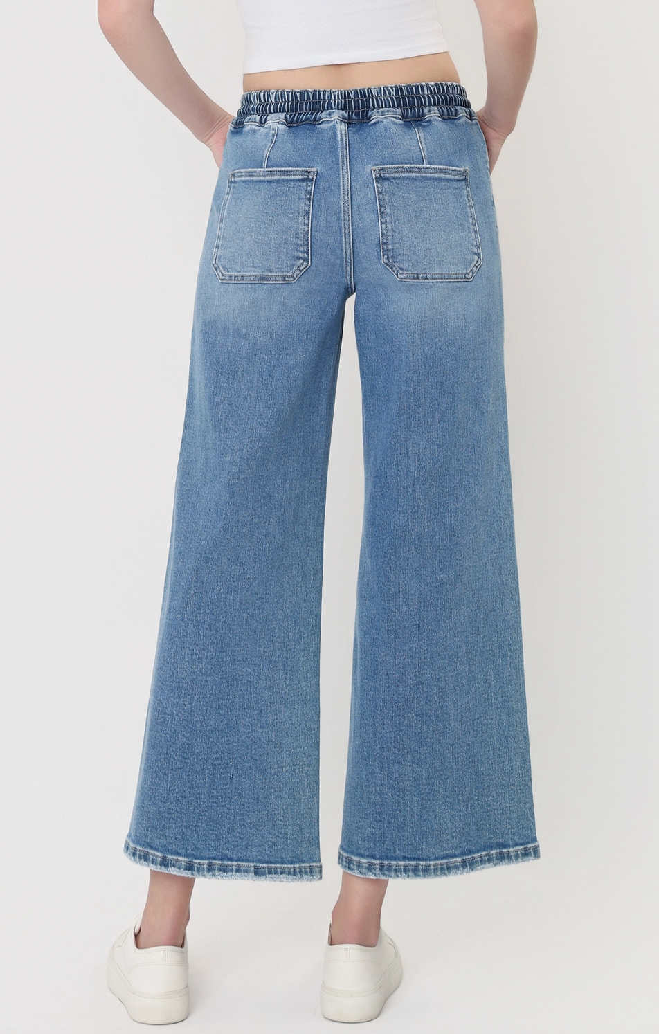 High Rise, Drawstring, Wide Leg Jeans - Reassure