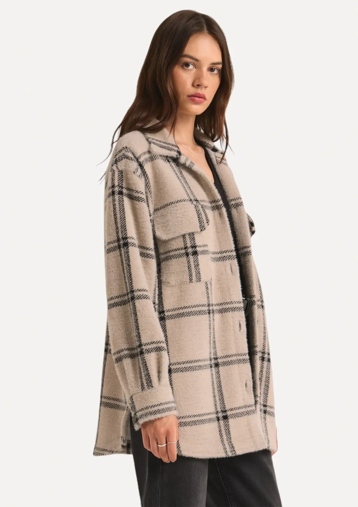 Plaid Tucker Jacket - Taupe