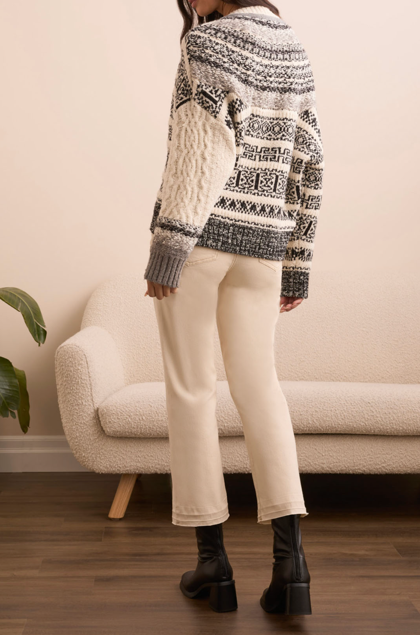 Button Front Multi Stitch Sweater Cardigan
