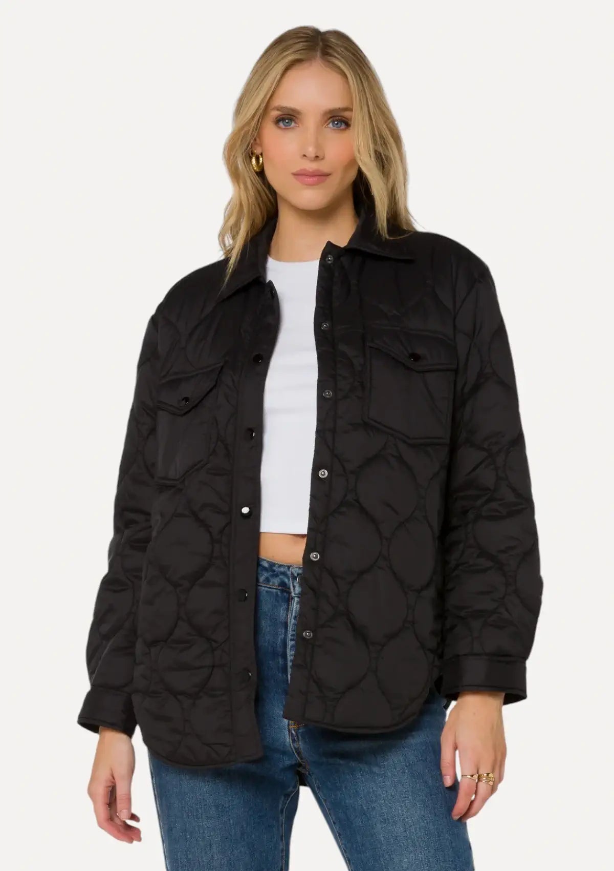 Eleanor Long Sleeve Quilted Jacket - Black