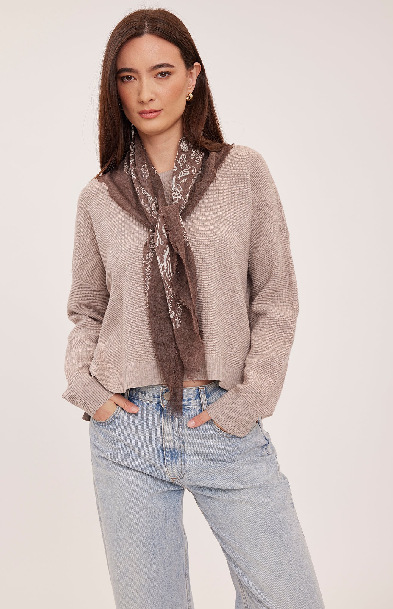 Axel Pullover Sweater, Heather Latte