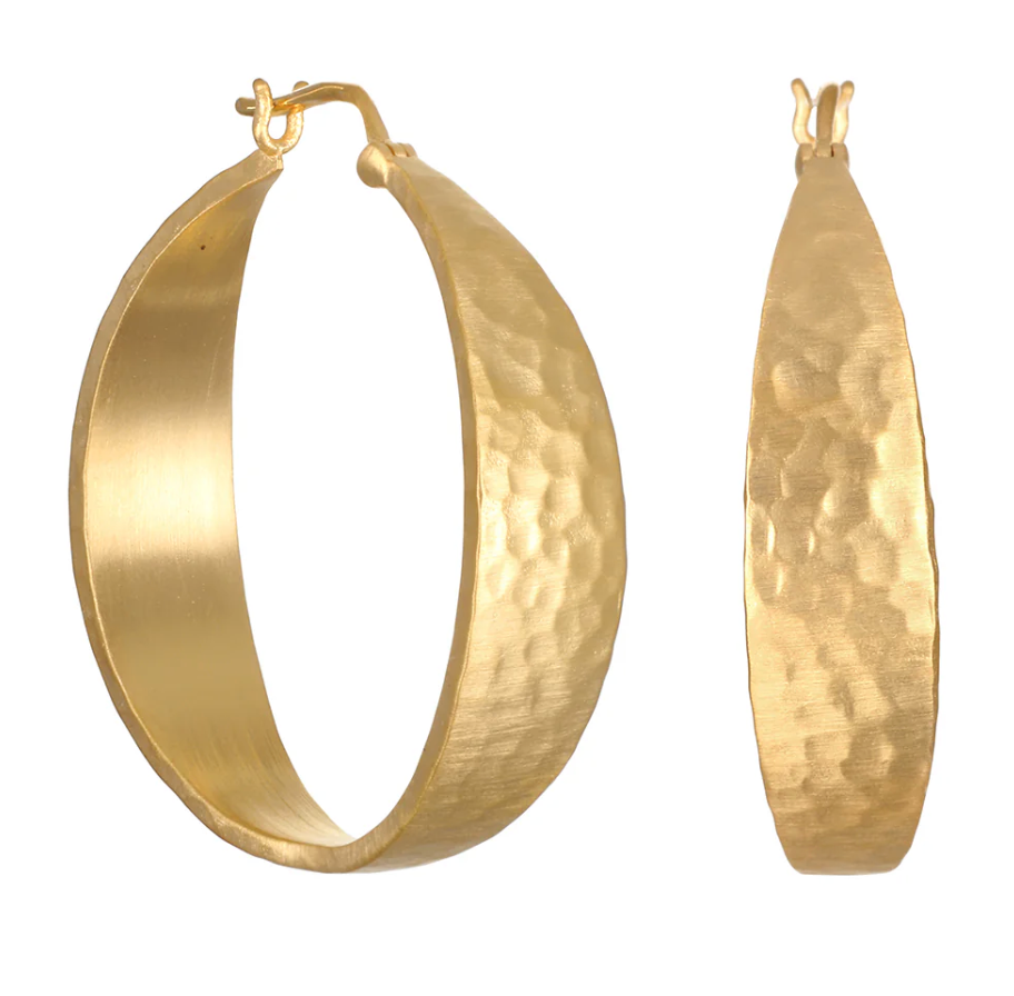 Hammered Petal Hoop Earrings