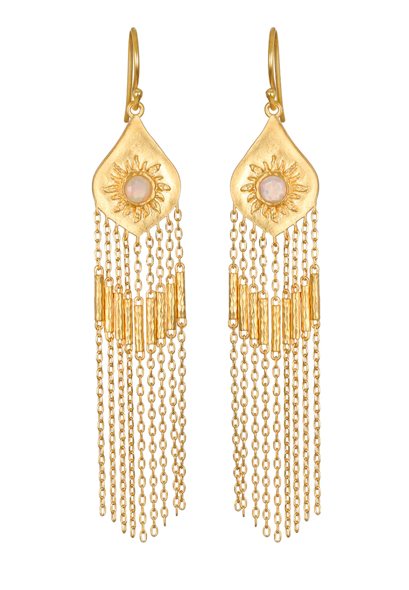 Opal Sun Fringe Earrings