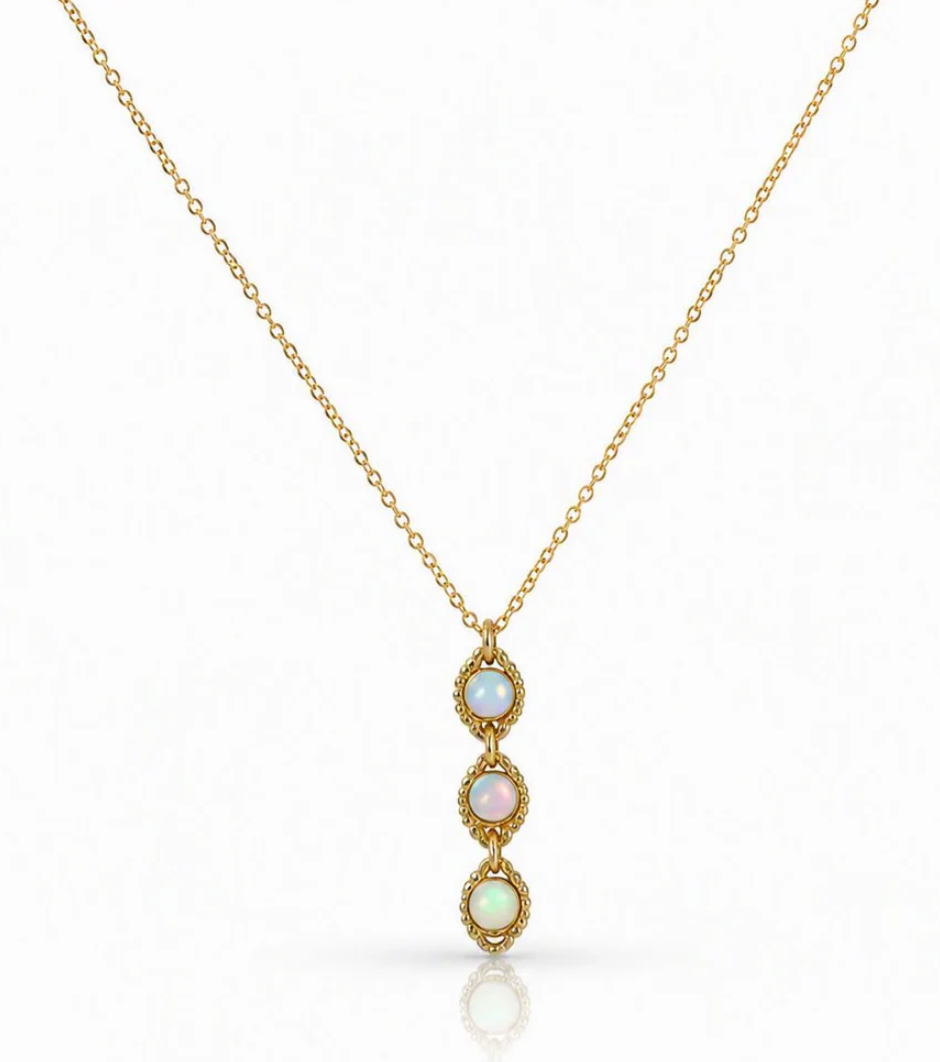 3 Drop Opal Chain Necklace