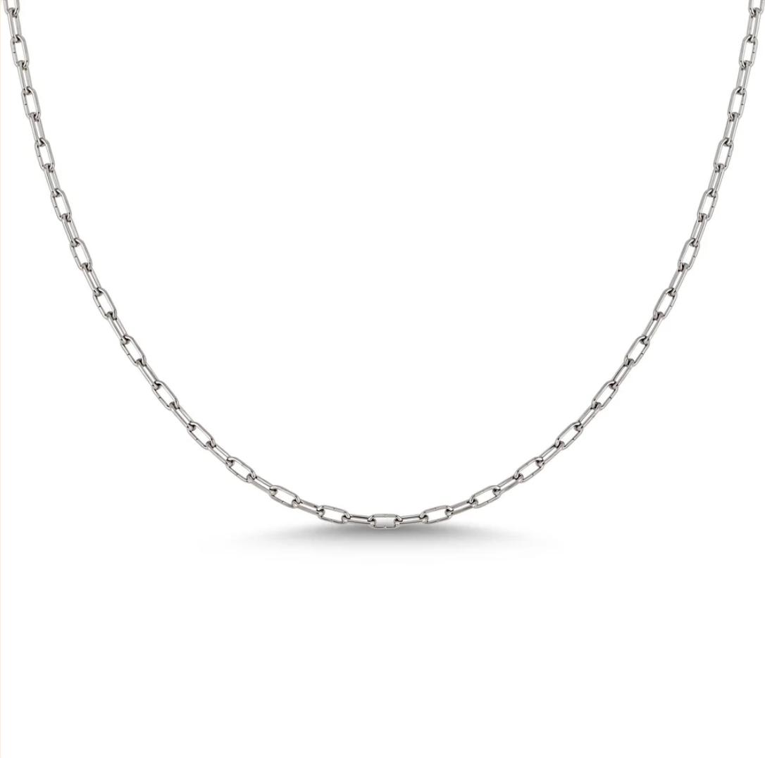 Rhodium Sterling Silver 18" Thin Link Necklace