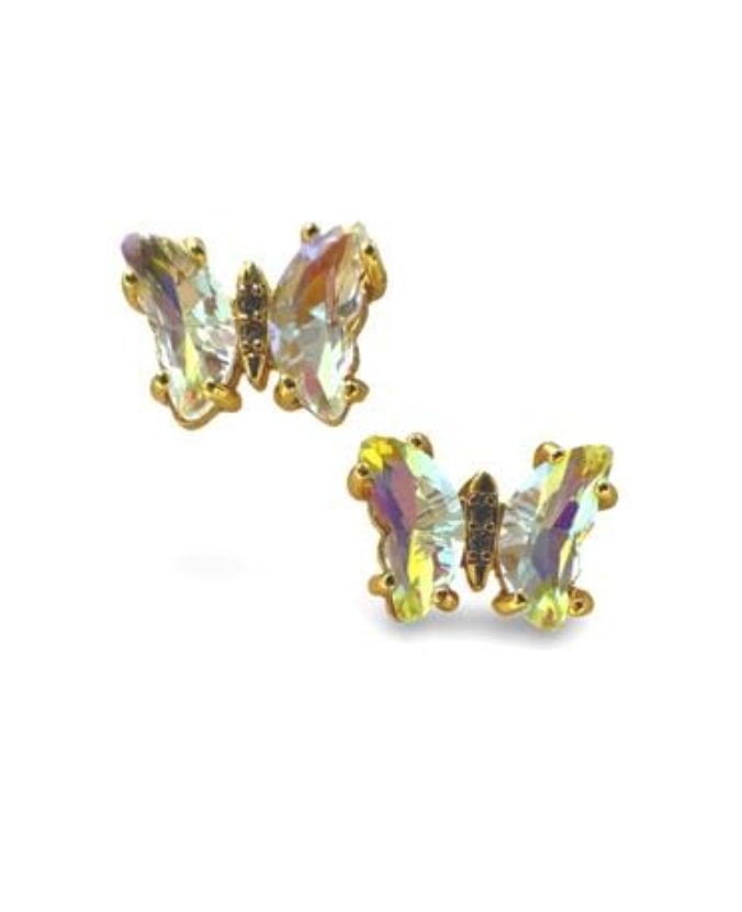 18 KT Gold Filled Crystal Butterfly Stud