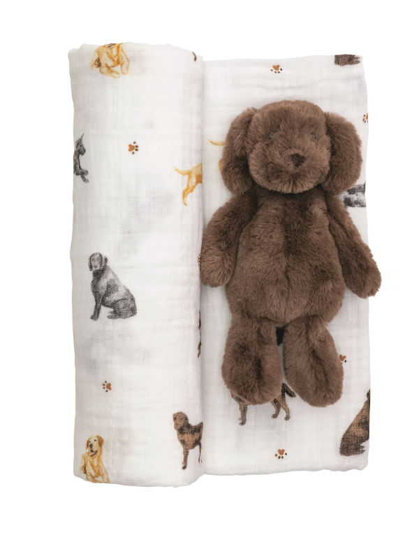 Lab Swaddle and Rattle