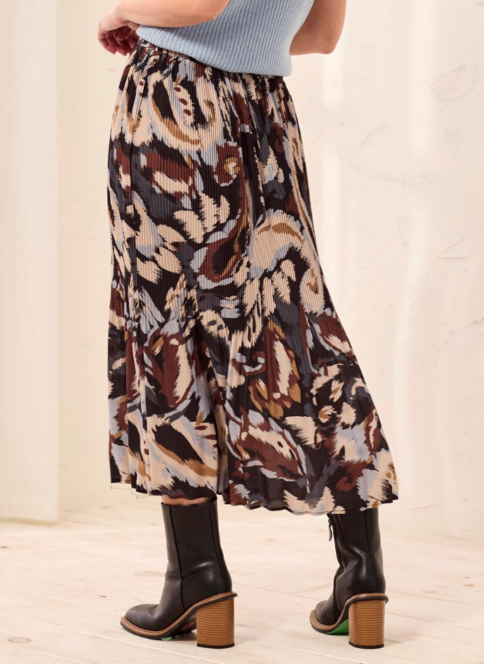 Steel Plisse Skirt - Multi Black/Neutrals