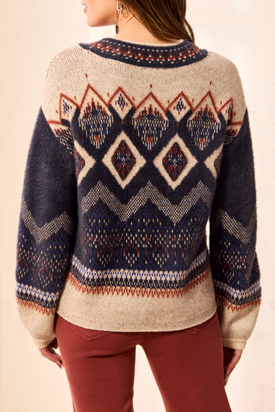 Fair Isle Mock-Neck Sweater
