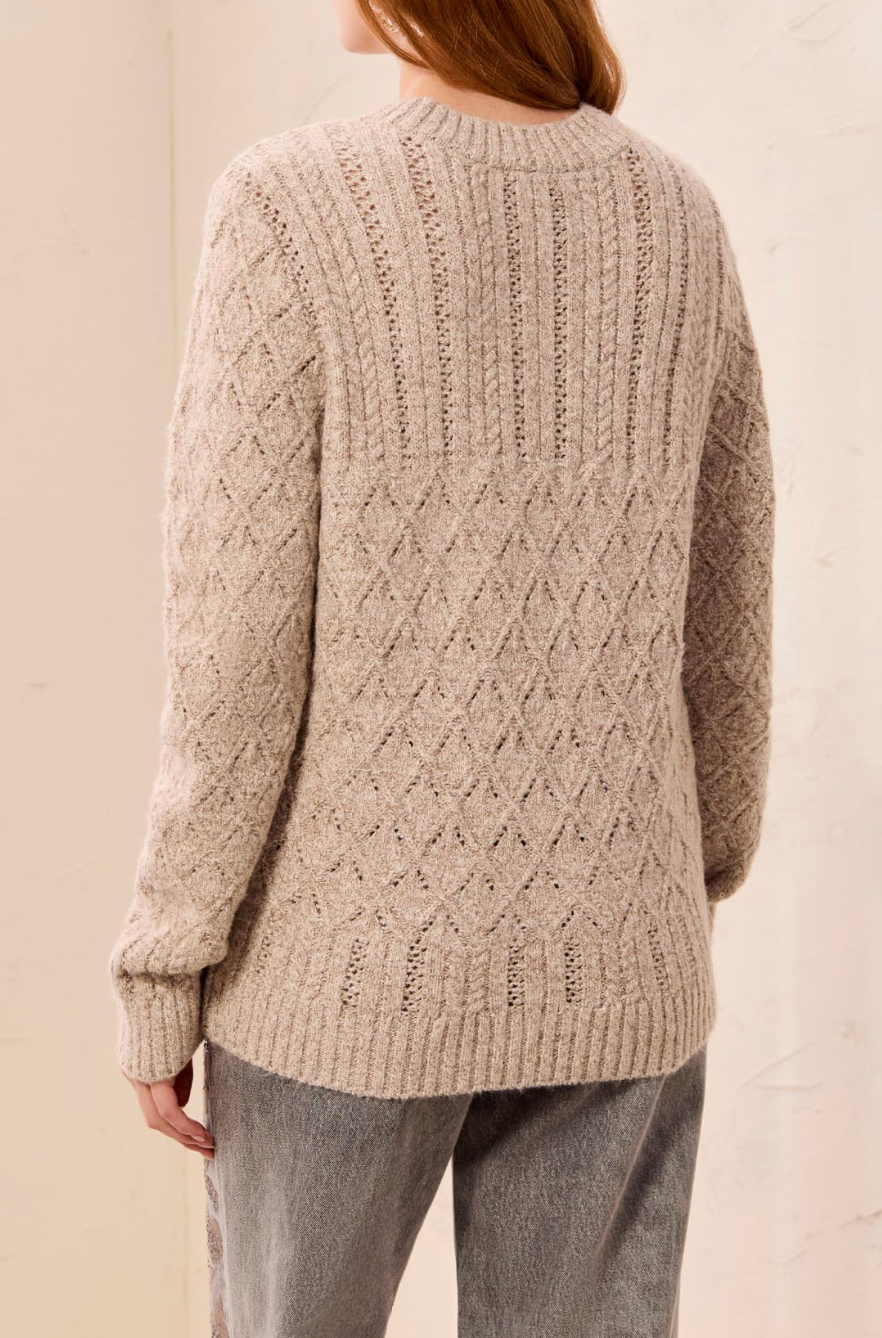 Crew Neck Cable Sweater