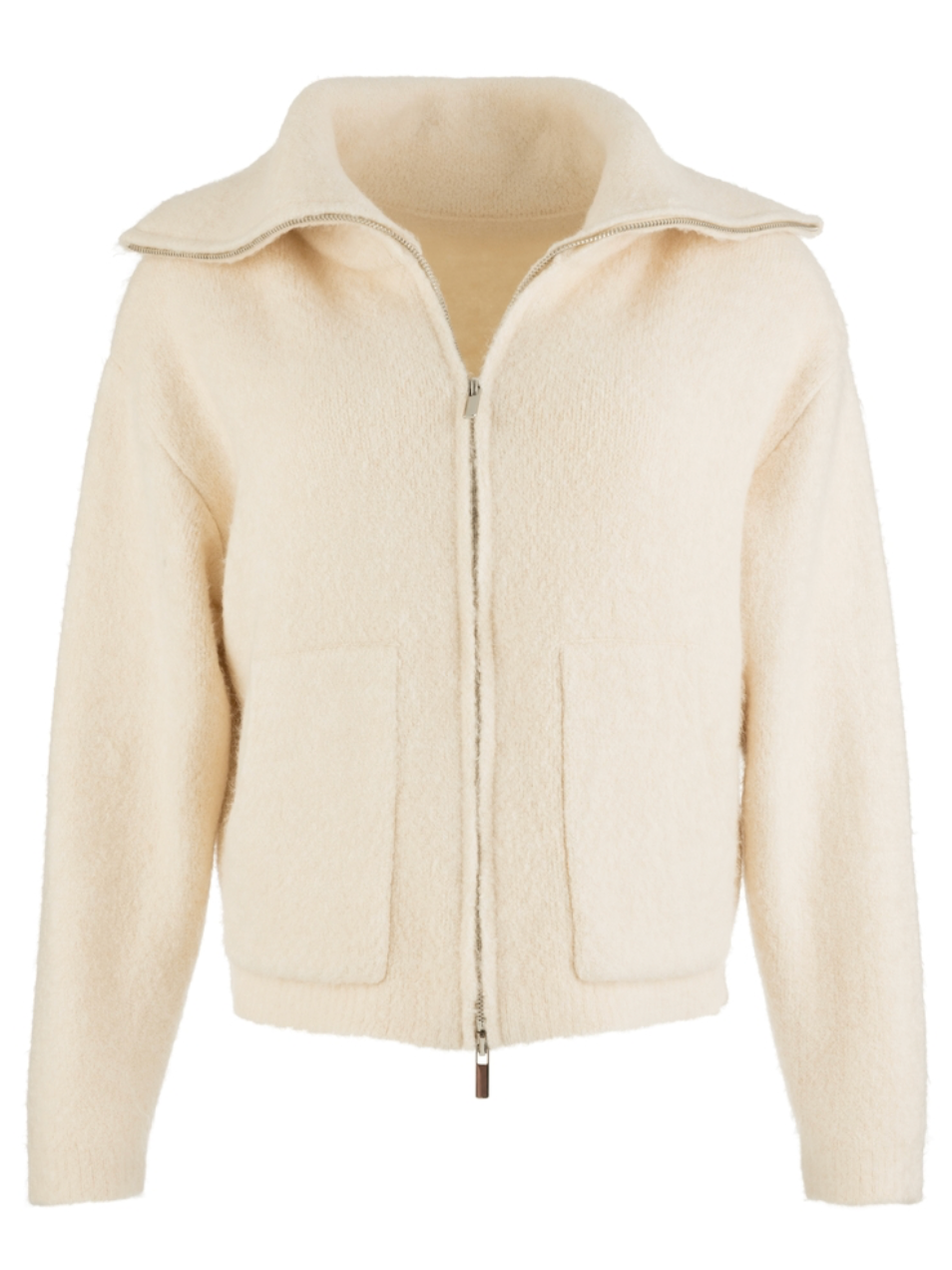 Rue Zip Up Sweater Knit Jacket - Cream