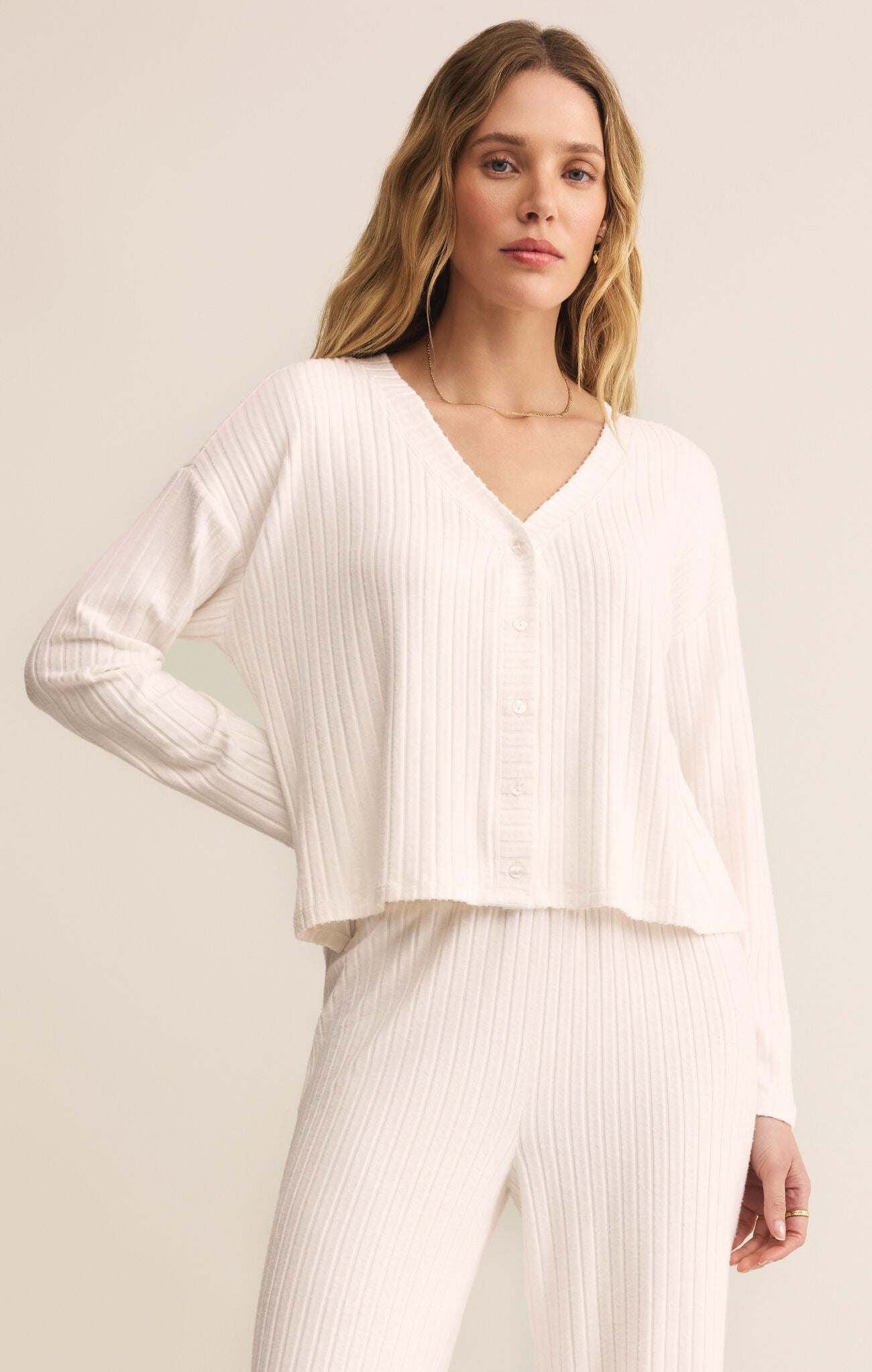 Mara Rib Cardigan - Vanilla Ice