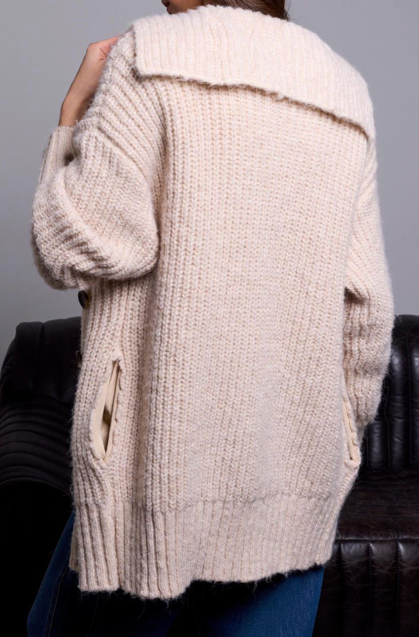 Long Oversized Cardigan Sweater - Cream