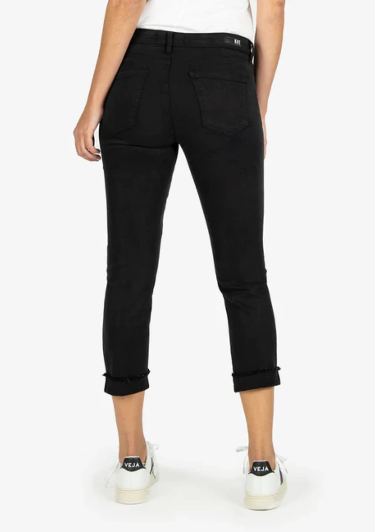 Amy Crop Straight Leg Roll-Up Black Jeans -Swat Fame KUT ONLY -NO See Thru Soul- Ruby Jane-