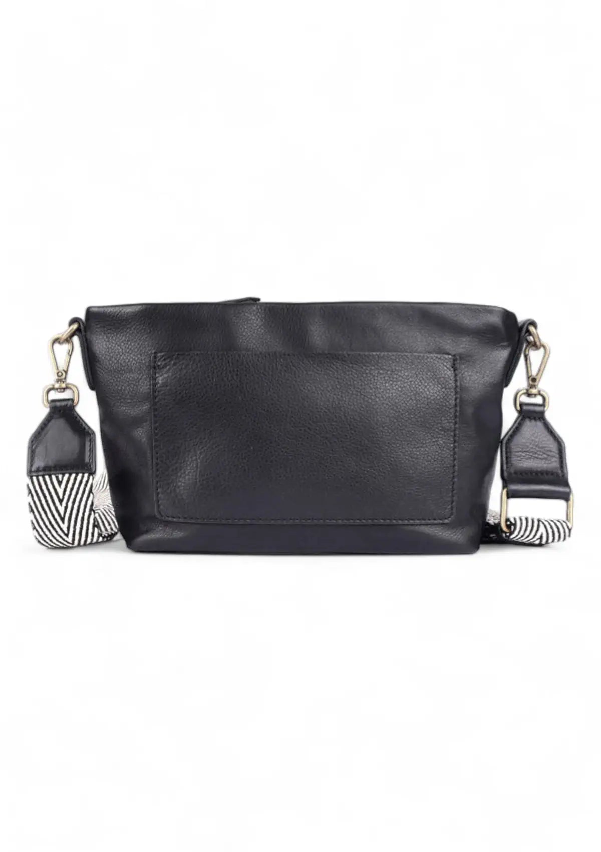 Accessories black fashion handbag with pattern straps at Ruby Jane & Valleygirl.