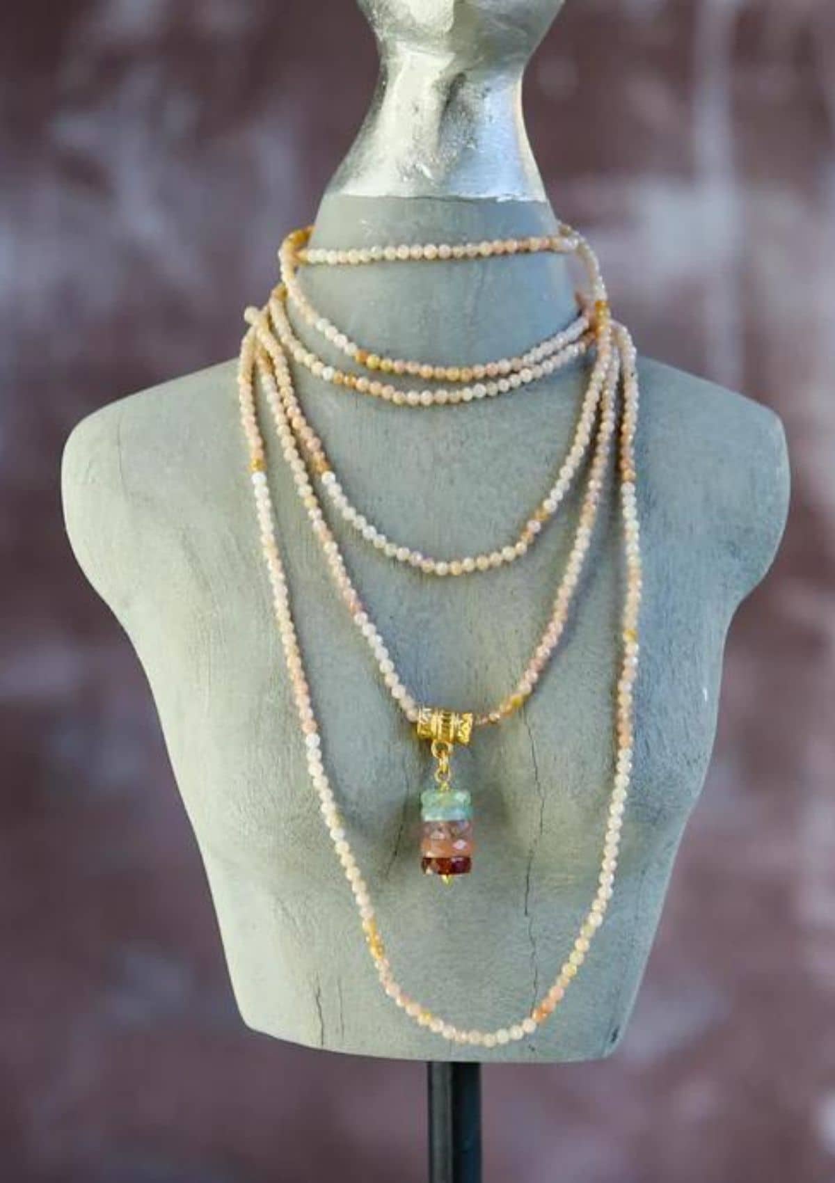 Aramis Beaded Layering Necklace - White Opal -Catherine Page- Ruby Jane-