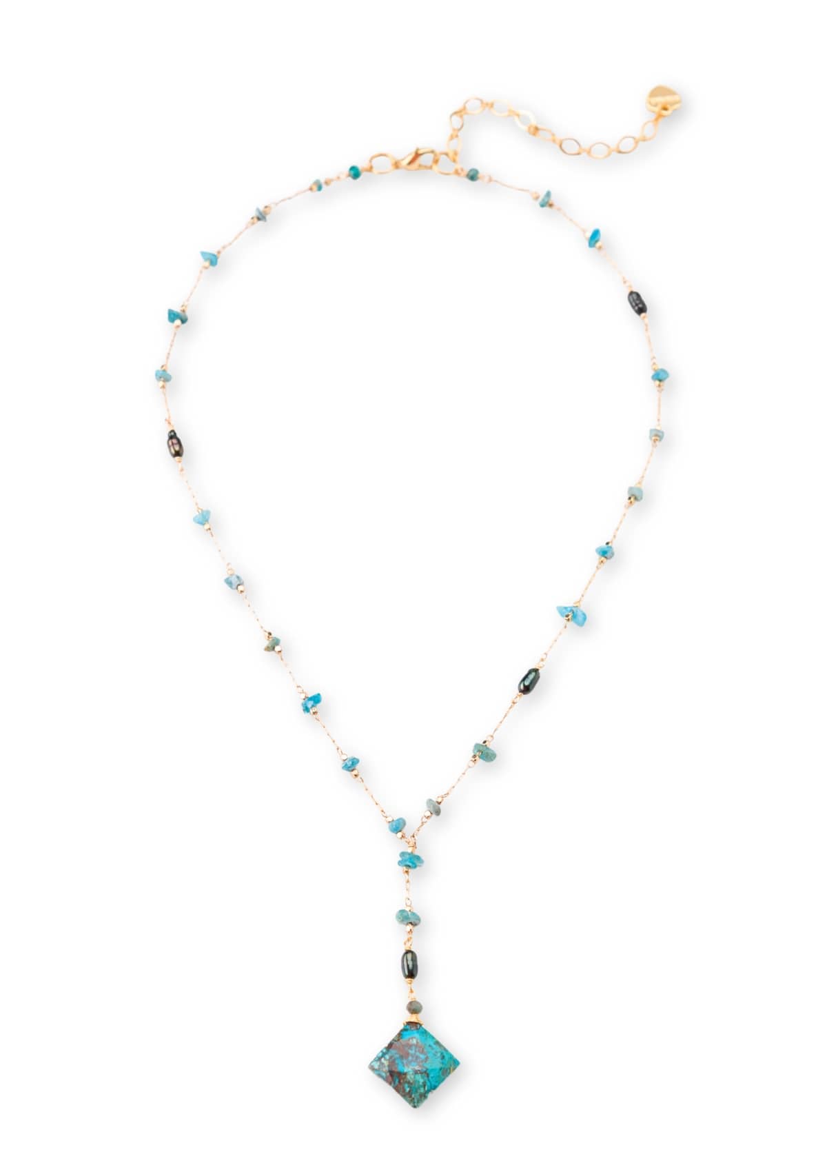 Artisan Blue Beaded Gold Necklace -Nakamol Jewelry design- Ruby Jane-