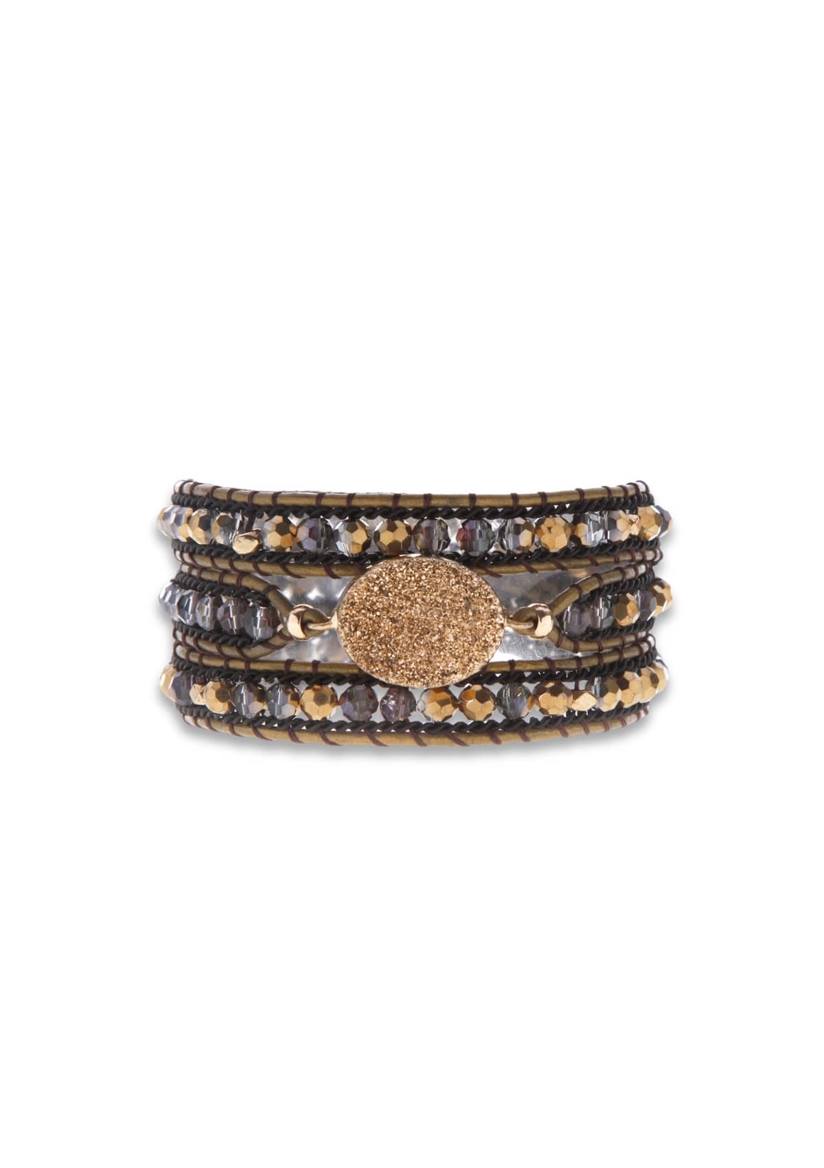 Artisan Brown Beaded Bracelet Cuff -Nakamol Jewelry design- Ruby Jane-