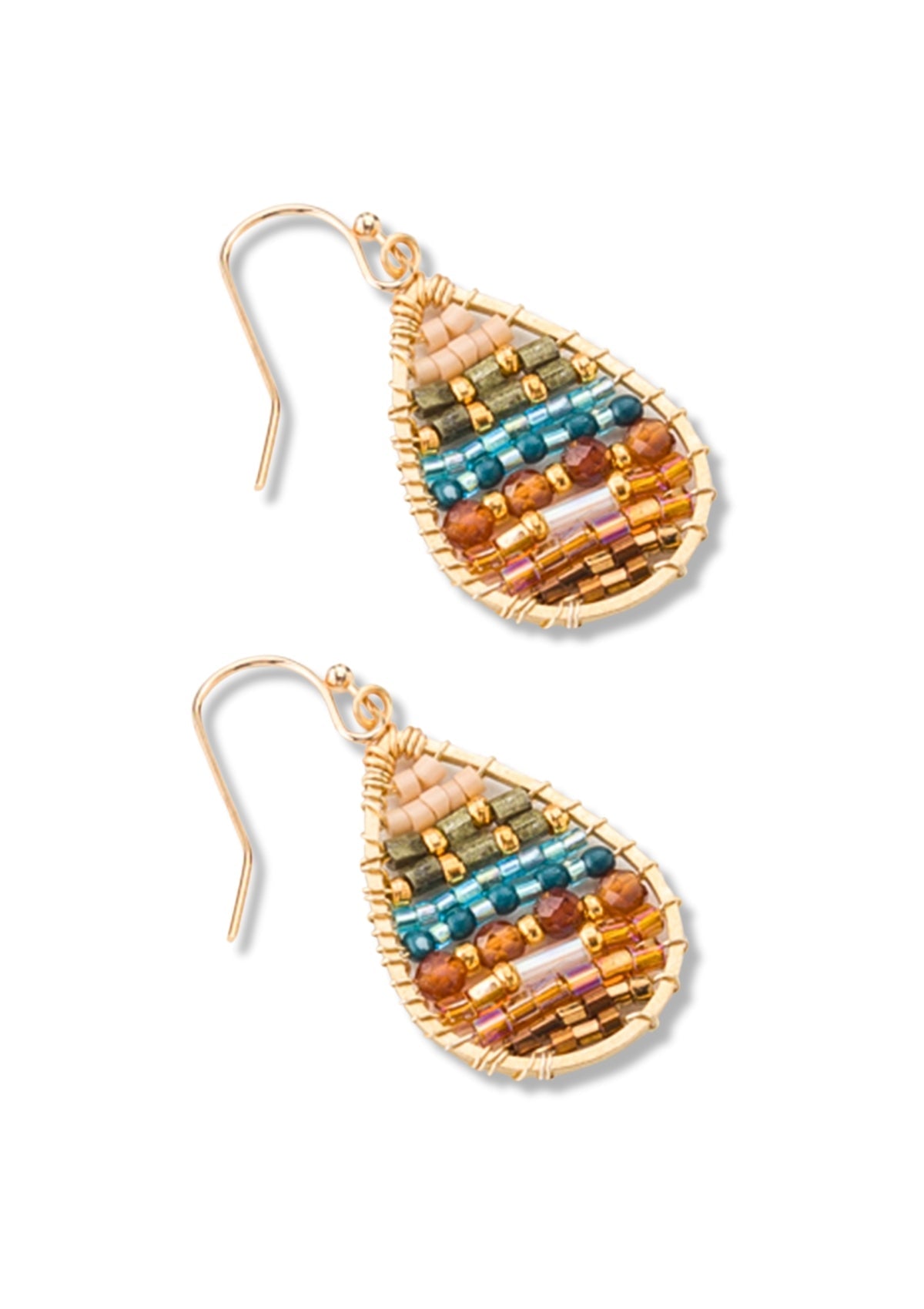 Artisan Multi-color Beaded Earrings -Nakamol Jewelry design- Ruby Jane-