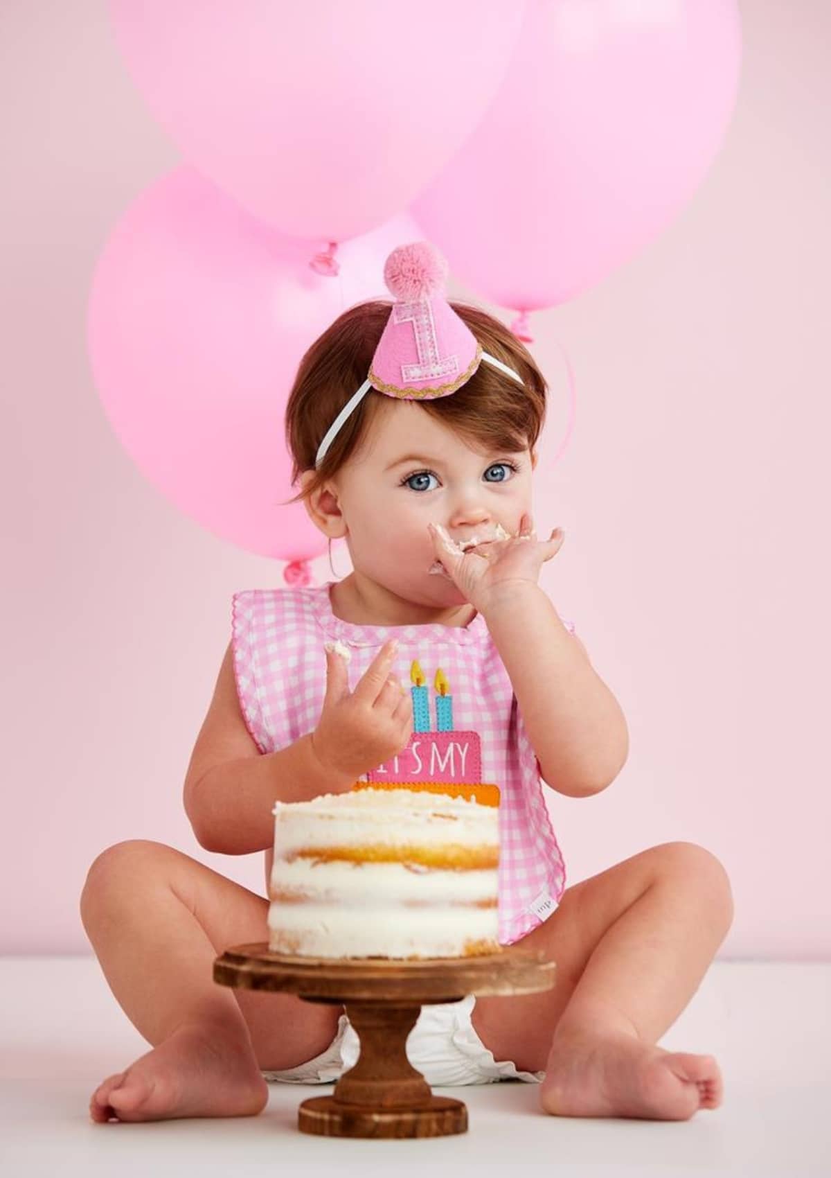 Baby Pink Gingham Cake Smasher Set -Mud Pie / One Coas- Ruby Jane-