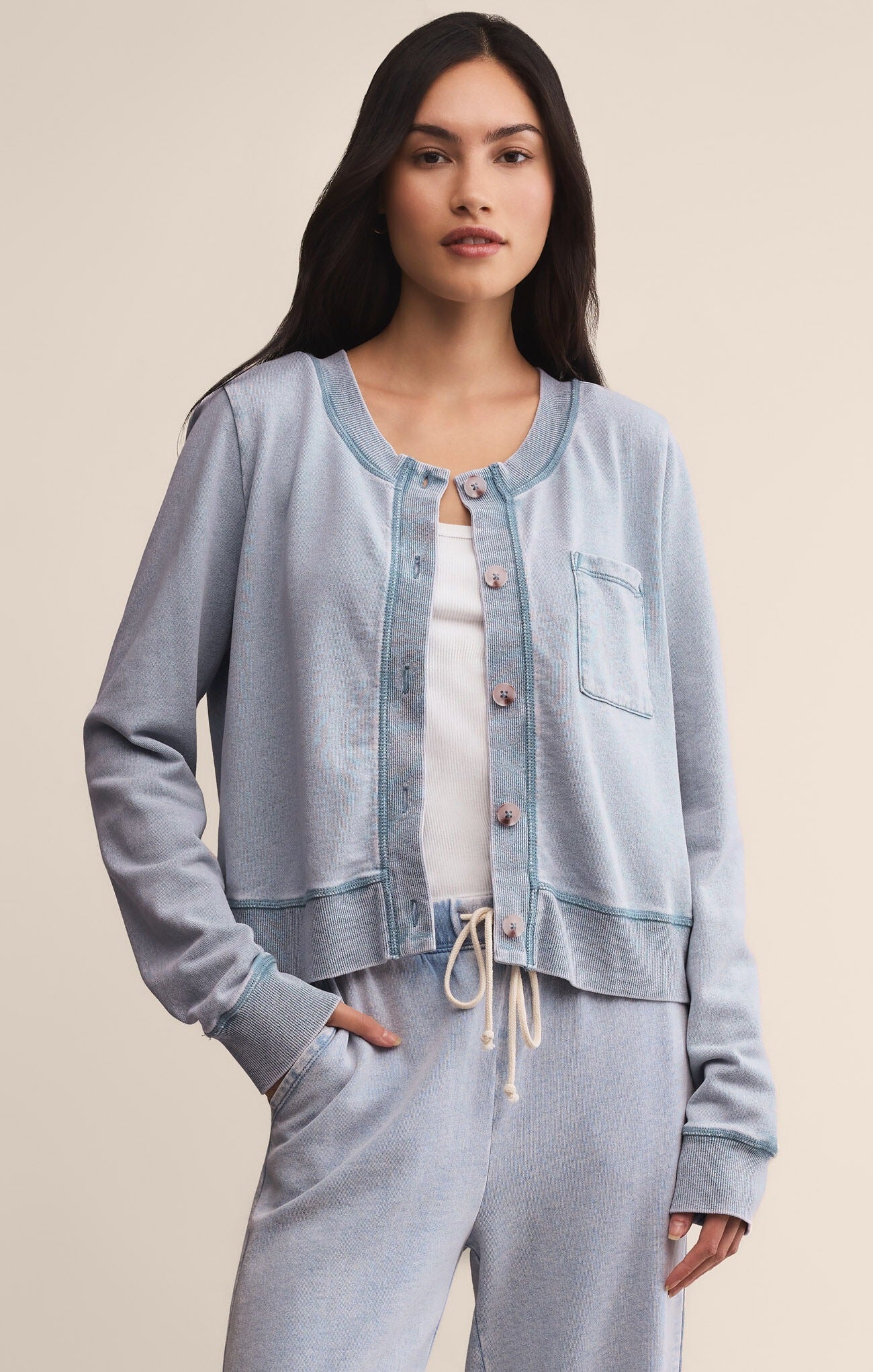 Daily Knit Denim Cardigan