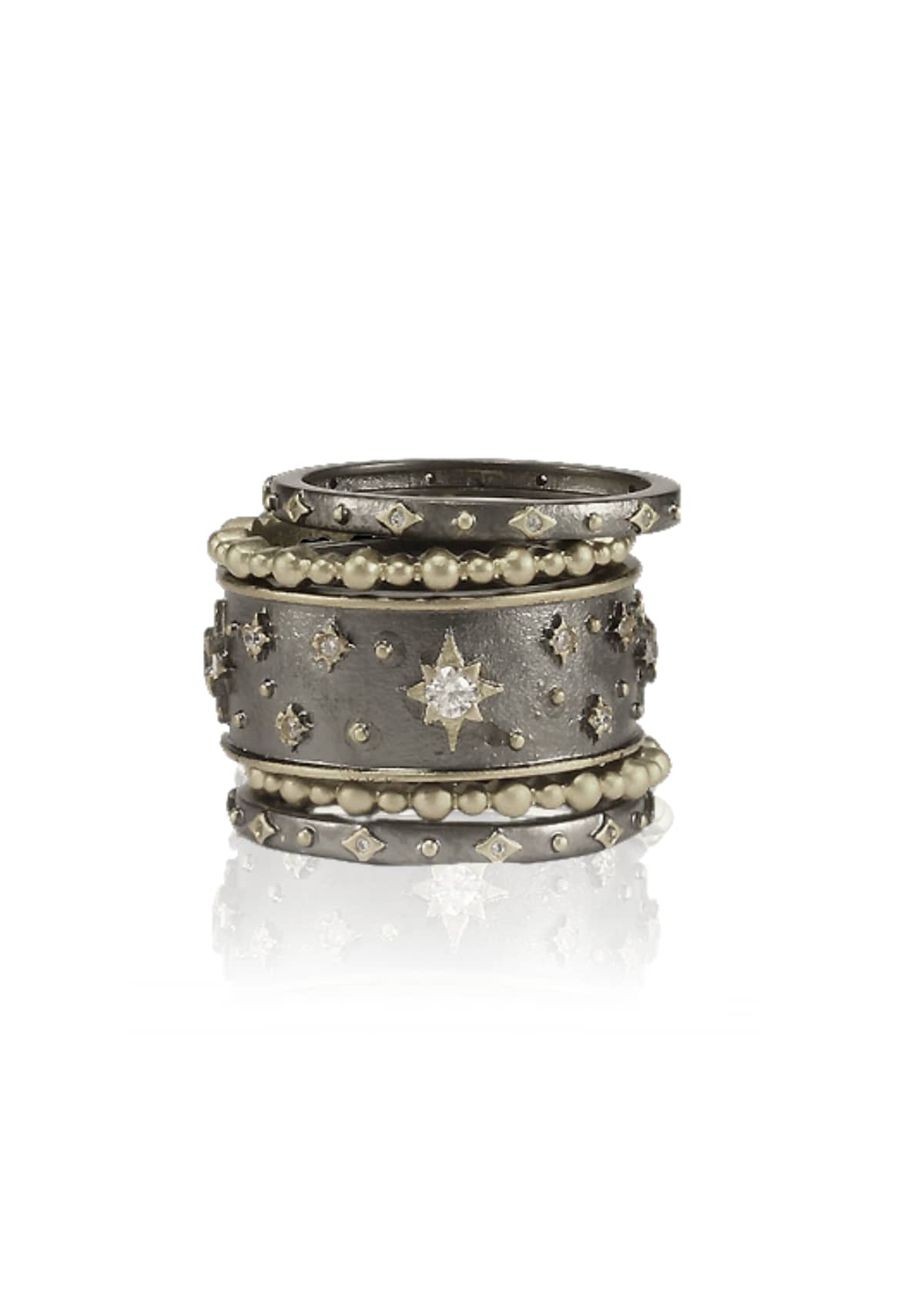 Black/Gold North Star 5-band ring -Be-Je Designs- Ruby Jane-